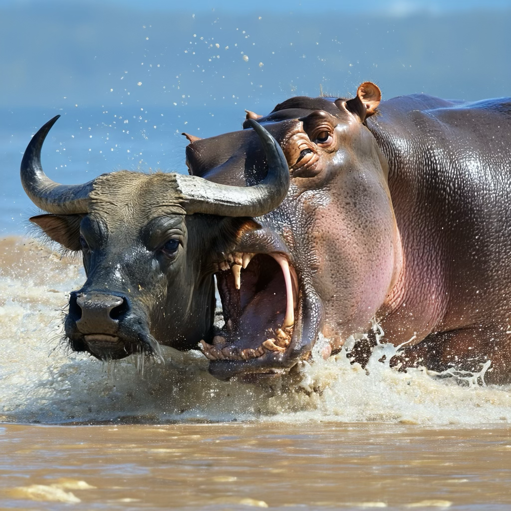 Role/context errors: a Buffalo competing for dominance with a Hippopotamus